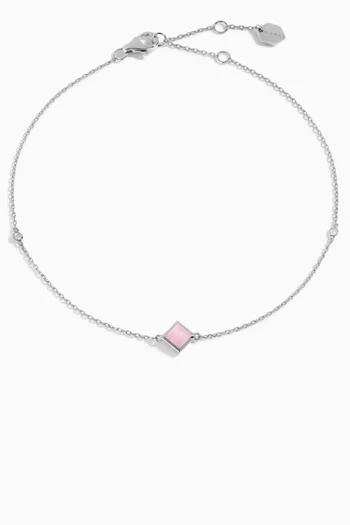 Cleo Pyramid Bracelet with Pink Quartzite in 18kt White Gold