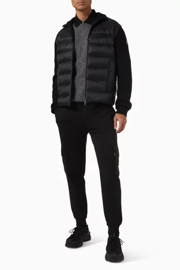 Padded Zip-up Cardigan in Wool & Cashmere