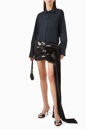 Puffy Bow Sequin-embellished Mini Dress