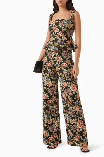 Corset Flounce Top in Brocade