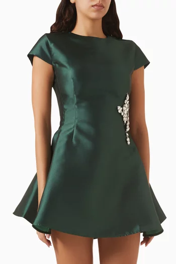 فستان قصير مطرز ستان