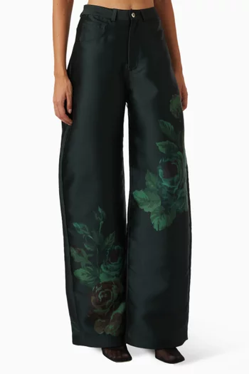 Floral-print Boyfriend Pants