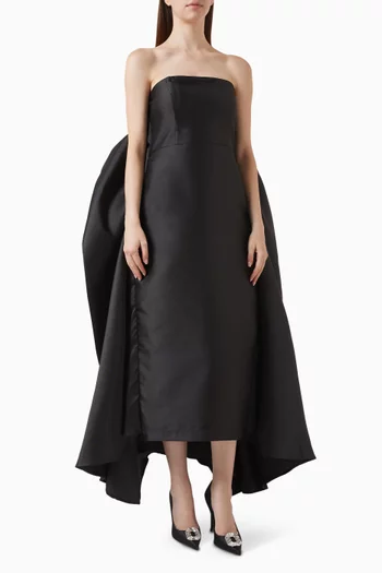 Draped Strapless Maxi Dress in Satin