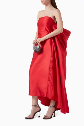 Draped Strapless Maxi Dress in Satin