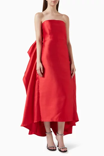 Draped Strapless Maxi Dress in Satin