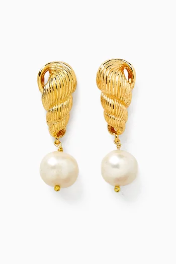 Seashell Drop Earrings in 18kt Gold-plated Brass