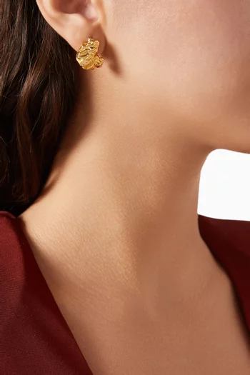 Mini Wave Heart Stud Earrings in 18kt Gold-plated Brass
