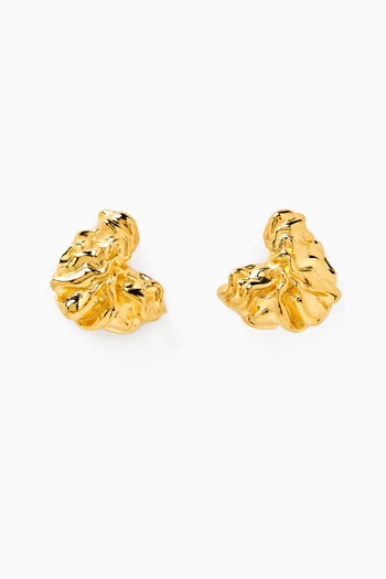 Mini Wave Heart Stud Earrings in 18kt Gold-plated Brass