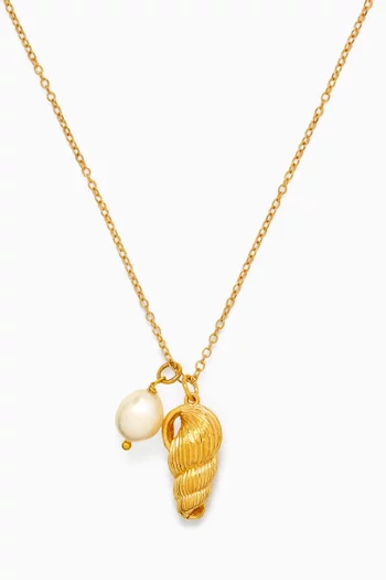 Seashell Pendant Necklace in 18kt Gold-plated Brass