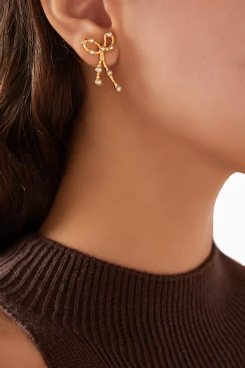 Ribbon Ear Jacket Stud Earrings in 18kt Gold-plated Brass