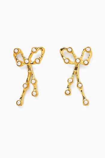Ribbon Ear Jacket Stud Earrings in 18kt Gold-plated Brass