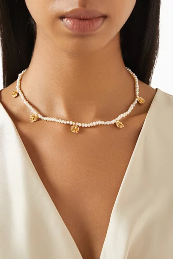 Pearl Choker Necklace in 18kt Gold-plated Brass