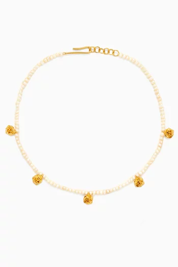 Pearl Choker Necklace in 18kt Gold-plated Brass
