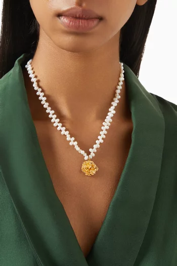 Pearl Necklace in 18kt Gold-plated Brass