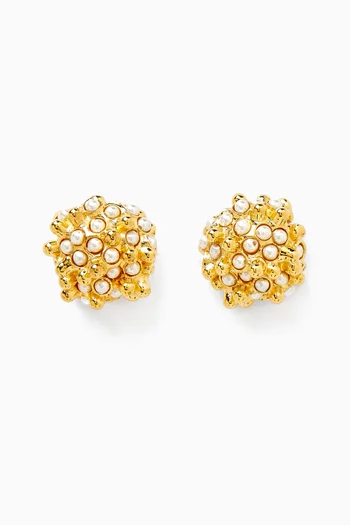 Mini Orb Stud Earrings in 18kt Gold-plated Brass