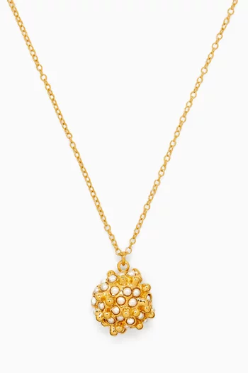 Mini Orb Pendant Necklace in 18kt Gold-plated Brass