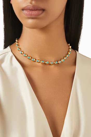 Multi Wave Orbs Necklace in 18kt Gold-plated Brass
