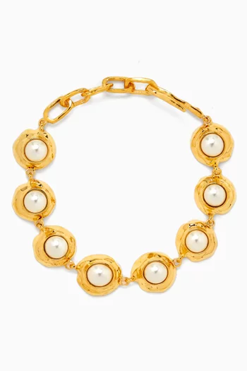Orbs Pearl Bracelet in 18kt Gold-plated Brass