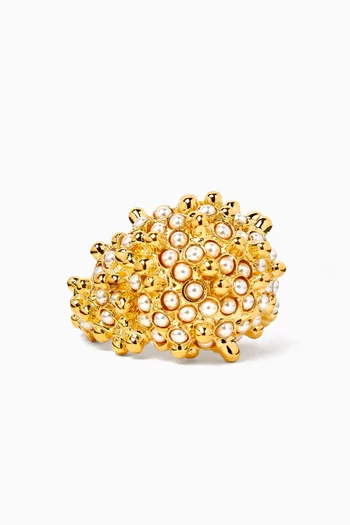 Orb Pearl Ring in 18kt Gold-plated Brass