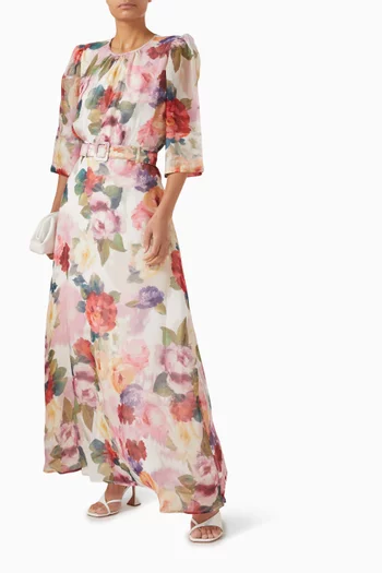 Floral-print Top in Organza
