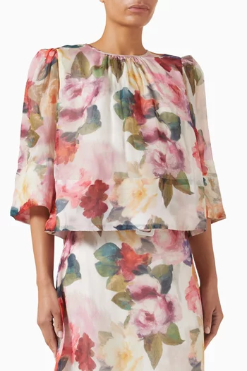 Floral-print Top in Organza