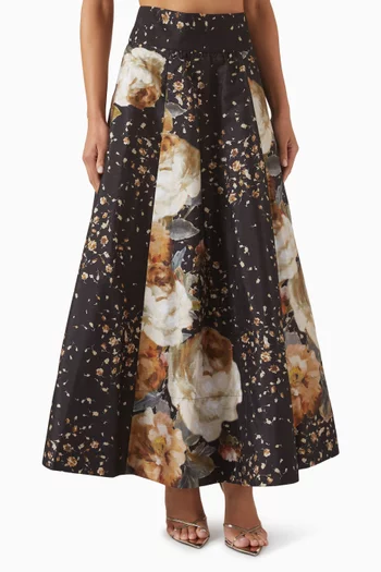 Printed Maxi Skirt in Taffeta