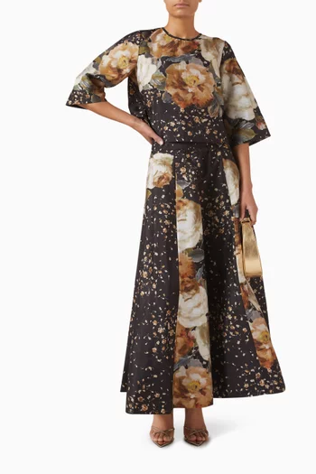 Floral-print Top in Taffeta