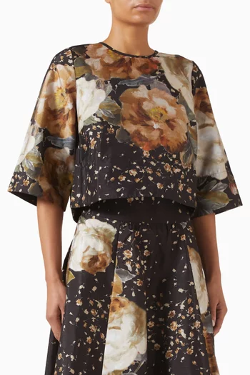 Floral-print Top in Taffeta