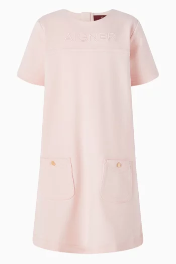 Logo Embroidery Dress in Cotton