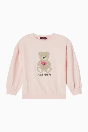 Teddy Print Sweatshirt in Cotton