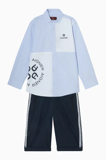 Colour-Block Shirt in Cotton Poplin