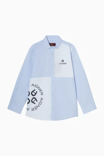 Colour-Block Shirt in Cotton Poplin