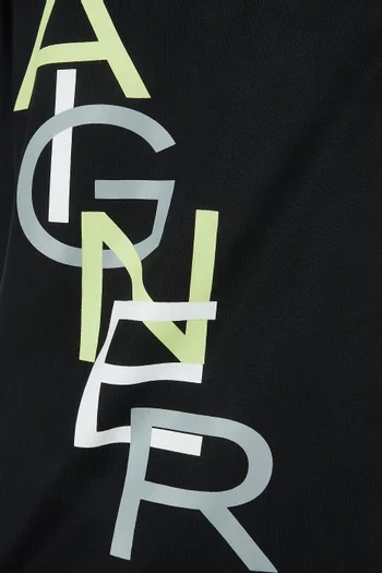 تي شيرت بنقشة شعار الماركة قطن