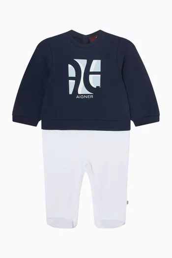 Logo Print Over-all in Cotton
