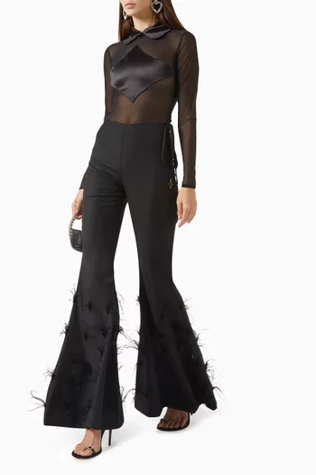 Feather Flared Pants in Wool