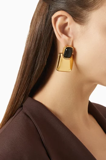 Drop Earrings in Resin & 18kt Gold-plated Brass