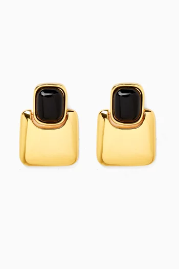 Drop Earrings in Resin & 18kt Gold-plated Brass