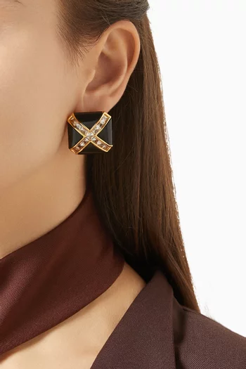 Cross Square Earrings in 18kt Gold-plated Brass