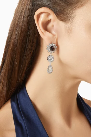 Nera Floral Drop Earrings in Rhodium-plated Brass