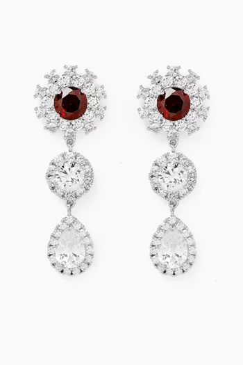 Nera Floral Drop Earrings in Rhodium-plated Brass
