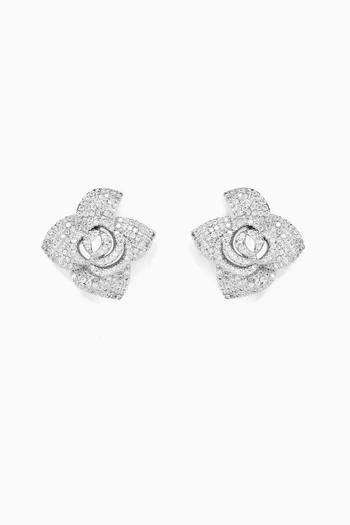 Rosa Crystal Earrings in Rhodium-plated Brass