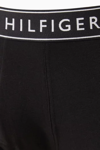 Logo Waistband Trunks in Stretch Cotton, Set of 3