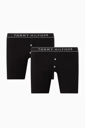 Essentials Button-fly Boxer Briefs in Stretch-cotton, Set of 2