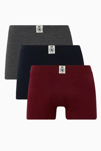 طقم بوكسر بشعار الماركة قطن مطاطي، 3 قطع