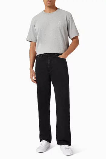 Varsity Textured Crest Embroidery T-shirt in Cotton