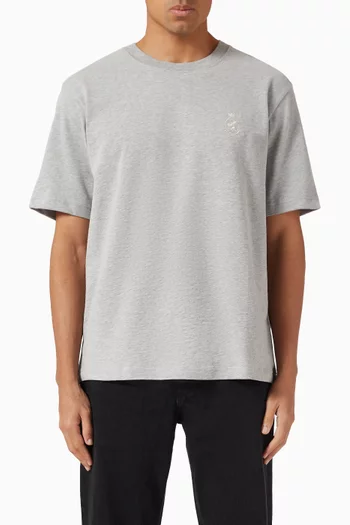 Varsity Textured Crest Embroidery T-shirt in Cotton