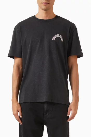 تي شيرت فضفاض مزين بطبعة قطن