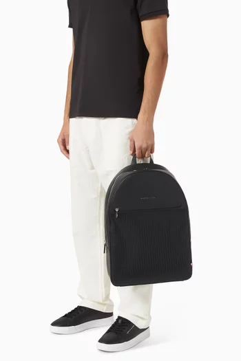 Metal Logo Woven Backpack