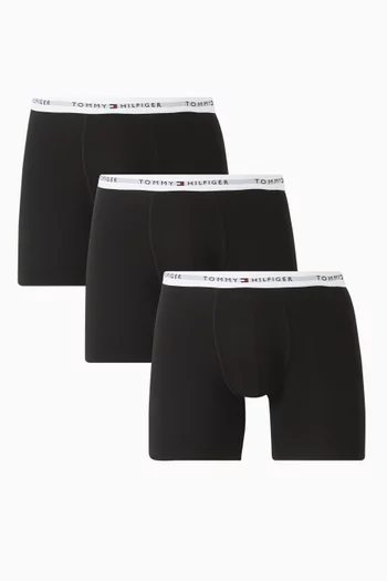 Signature Logo Boxer Briefs in Stretch Cotton, Set of 3