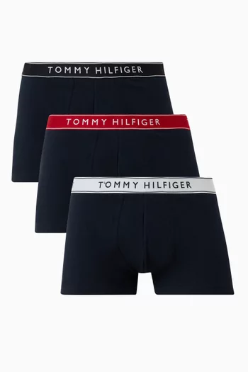 Logo Boxer Briefs in Stretch Cotton, Set of 3